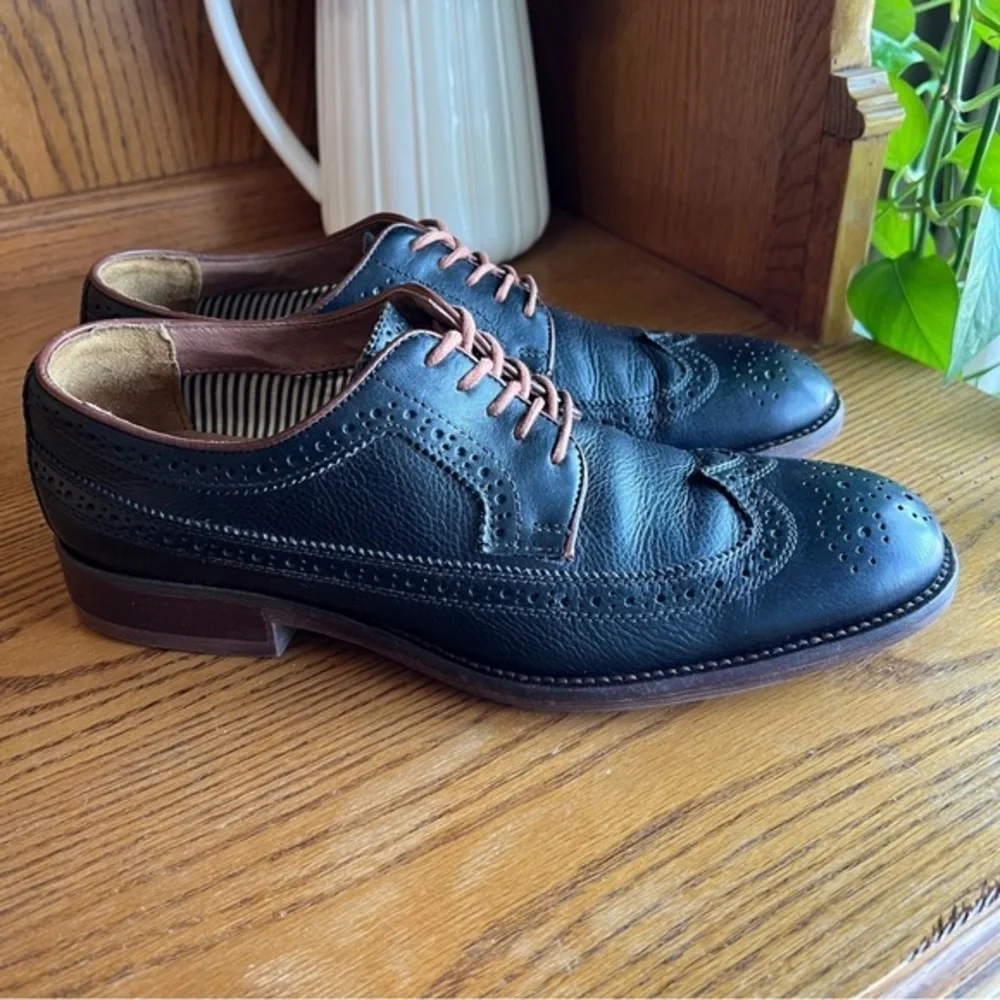 Johnston‎ & Murphy J&M 1850 Men's Black Leather Wingtip Oxfords 10M